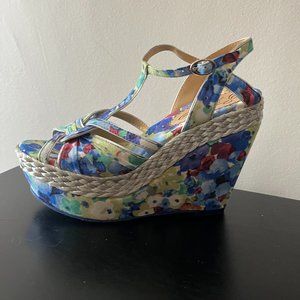 Beautiful Blue Floral "Arm Candy" Wedge by Poetic Justice